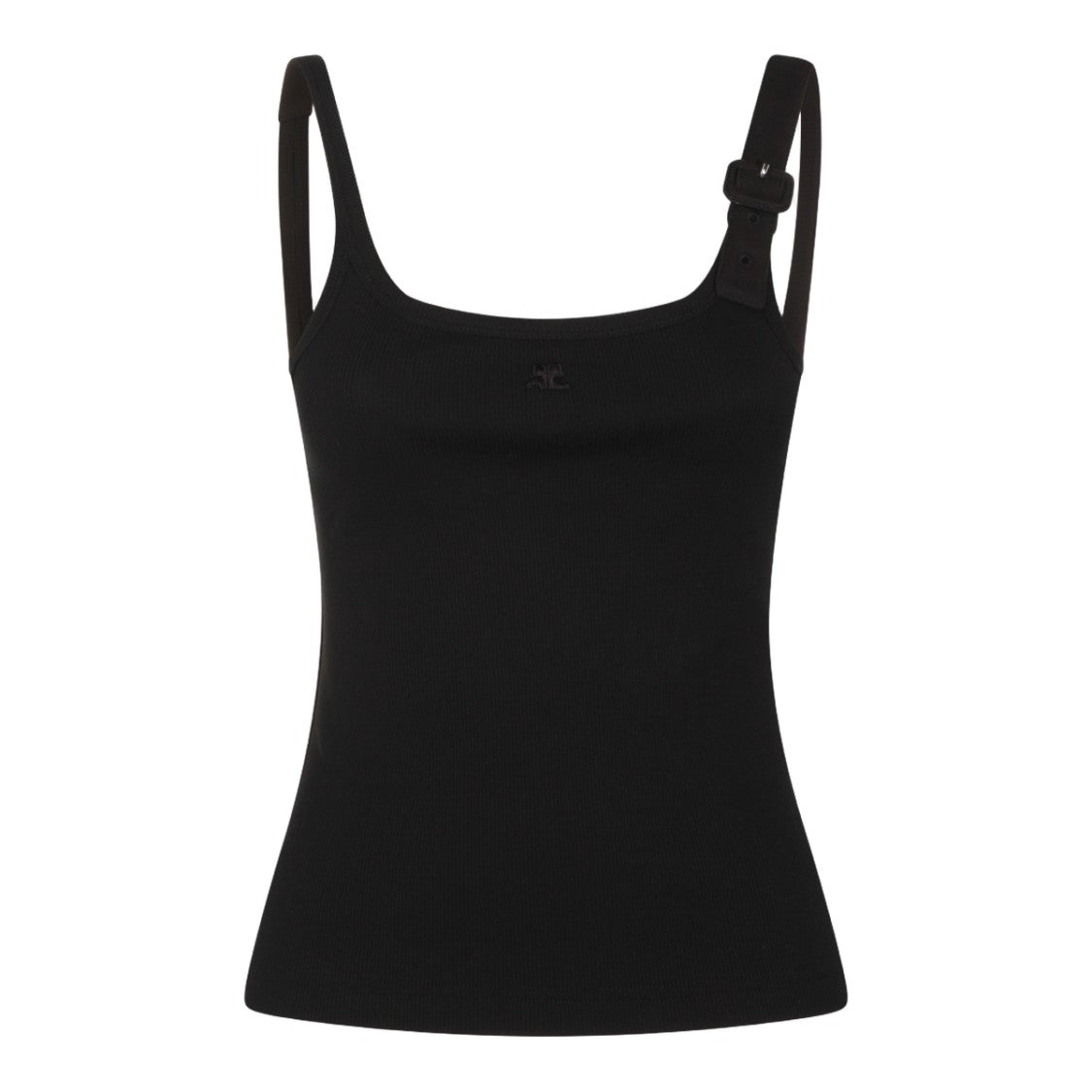 Courrèges Fitted Black Tank With Adjustable Straps