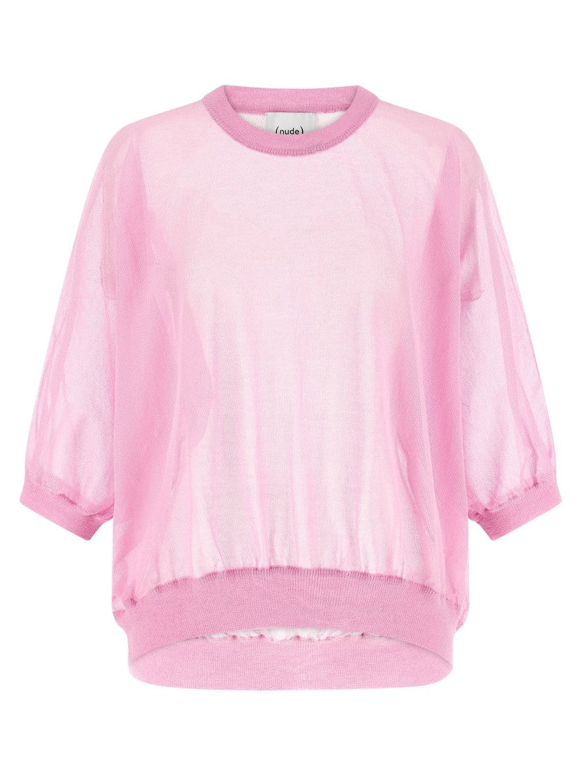 Nude Semi-Sheer Cotton Sweater