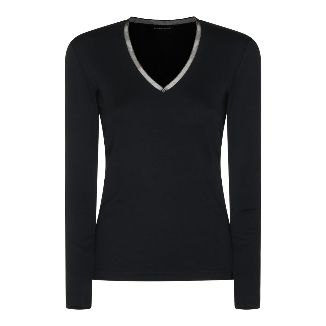 Fabiana Filippi Fitted Deep V-Neck Long-Sleeved T-Shirt
