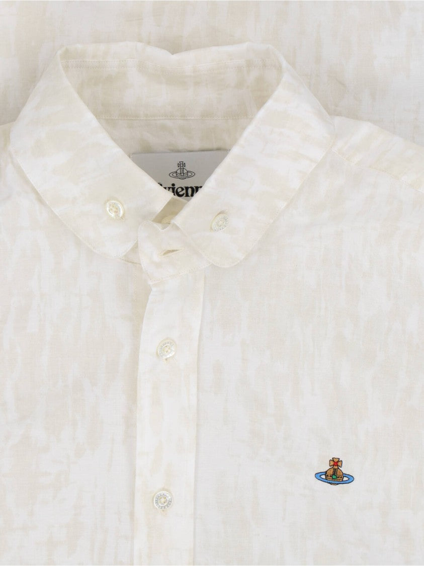 Vivienne Westwood White Orb Cotton Blend Casual Shirt