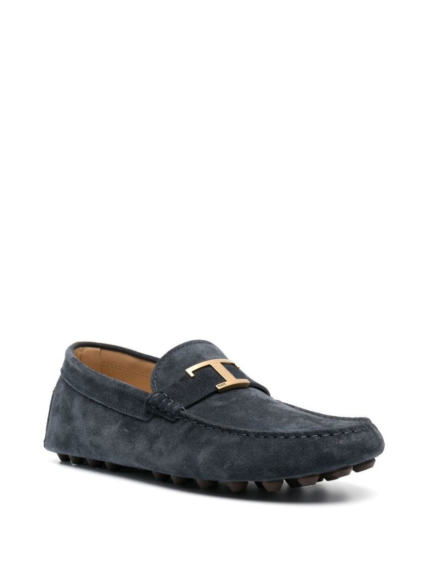 Tod's Almond Toe Blue Calf Leather Flats