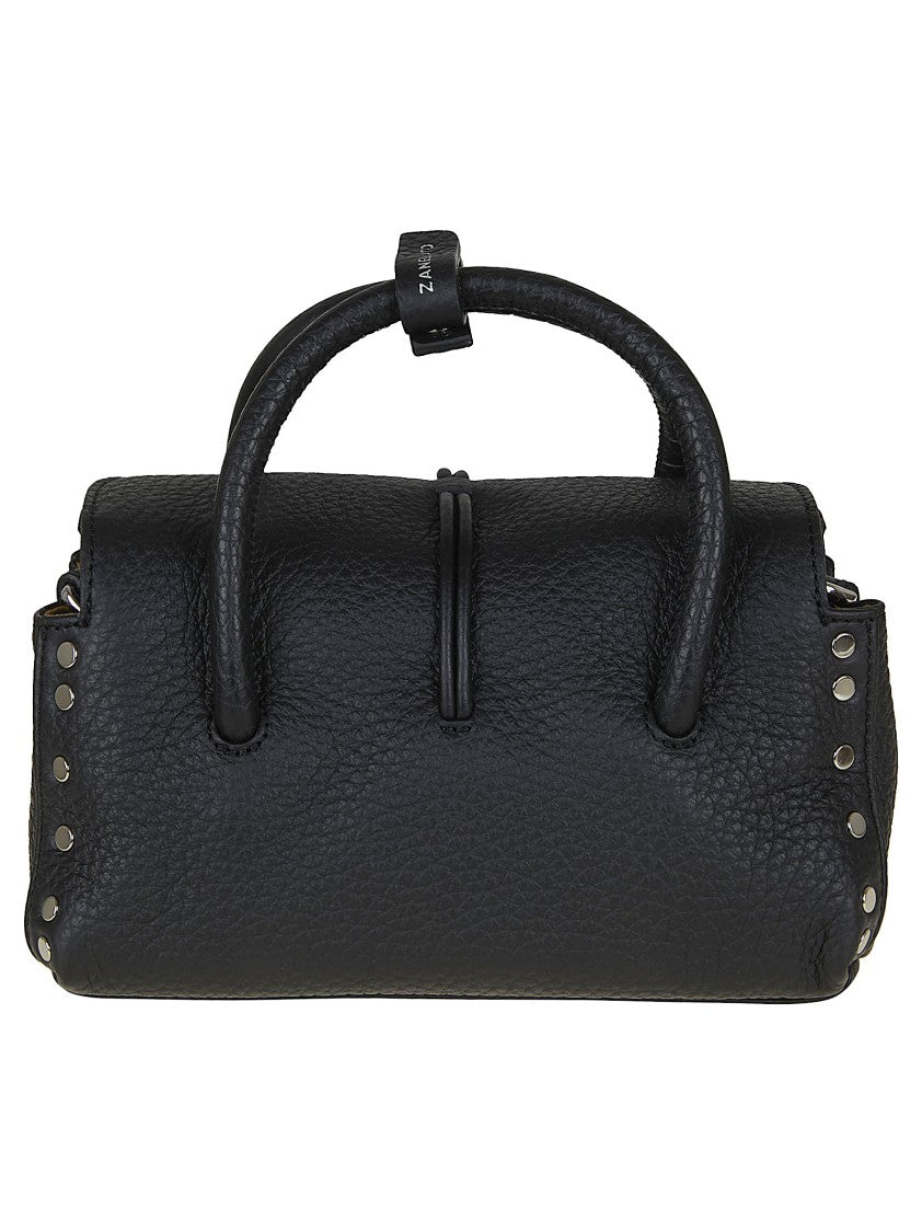 Zanellato Textured Leather Shoulder Bag With Silver Turn-Lock Closure