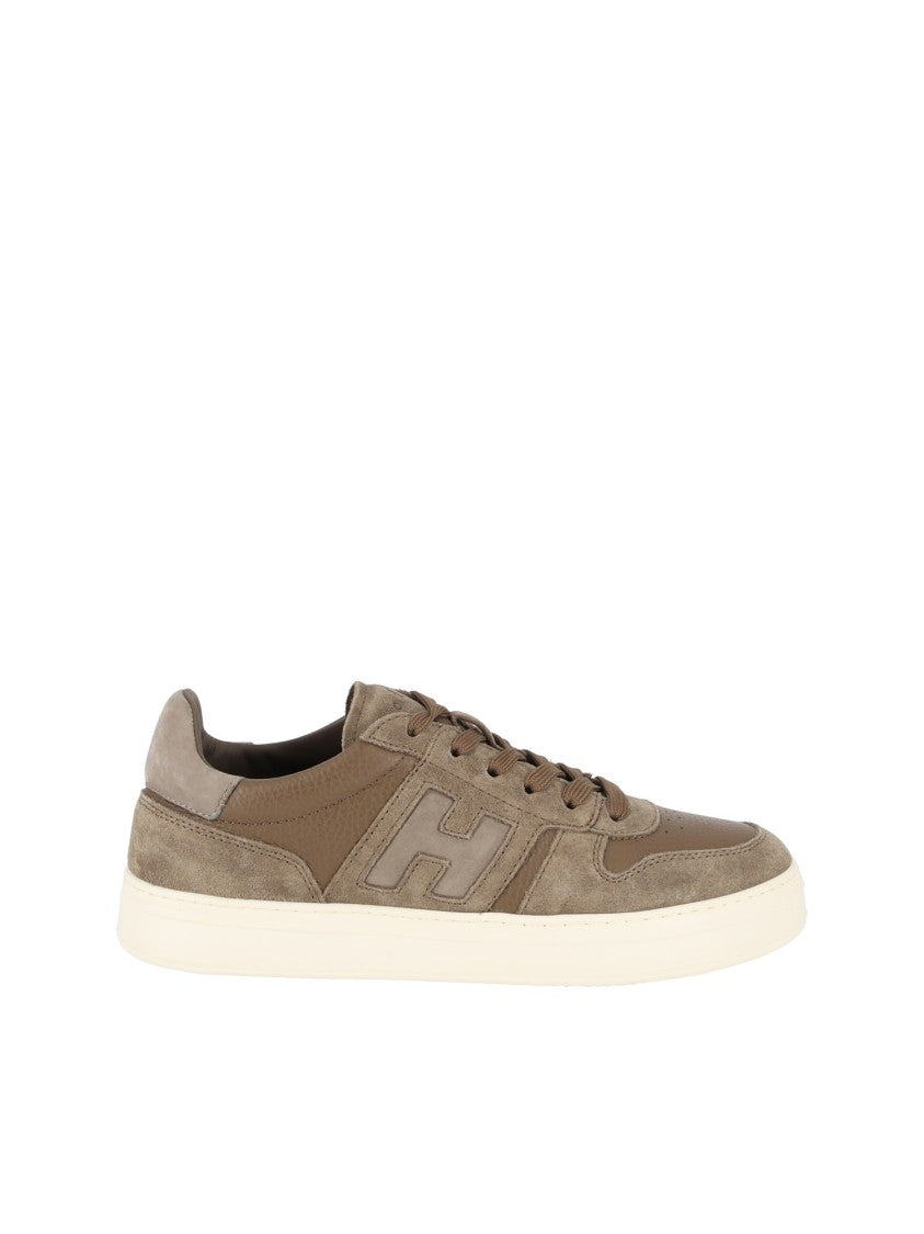 Hogan Taupe H668 Calfskin Low-Top Sneakers