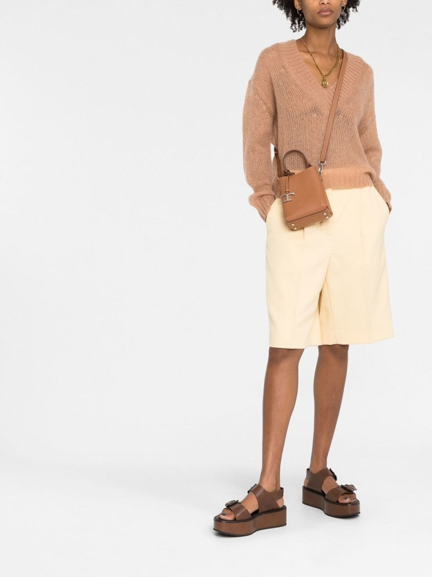 Tod's Structured Brown Calf Leather Handbag With T-Charm