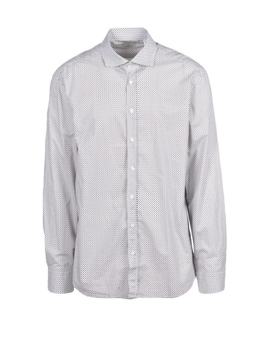 Mariano Napoli White/Brown Dot Print Cotton Shirt