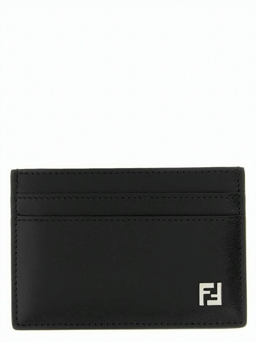 Fendi Rectangular Black Calf Leather Cardholder