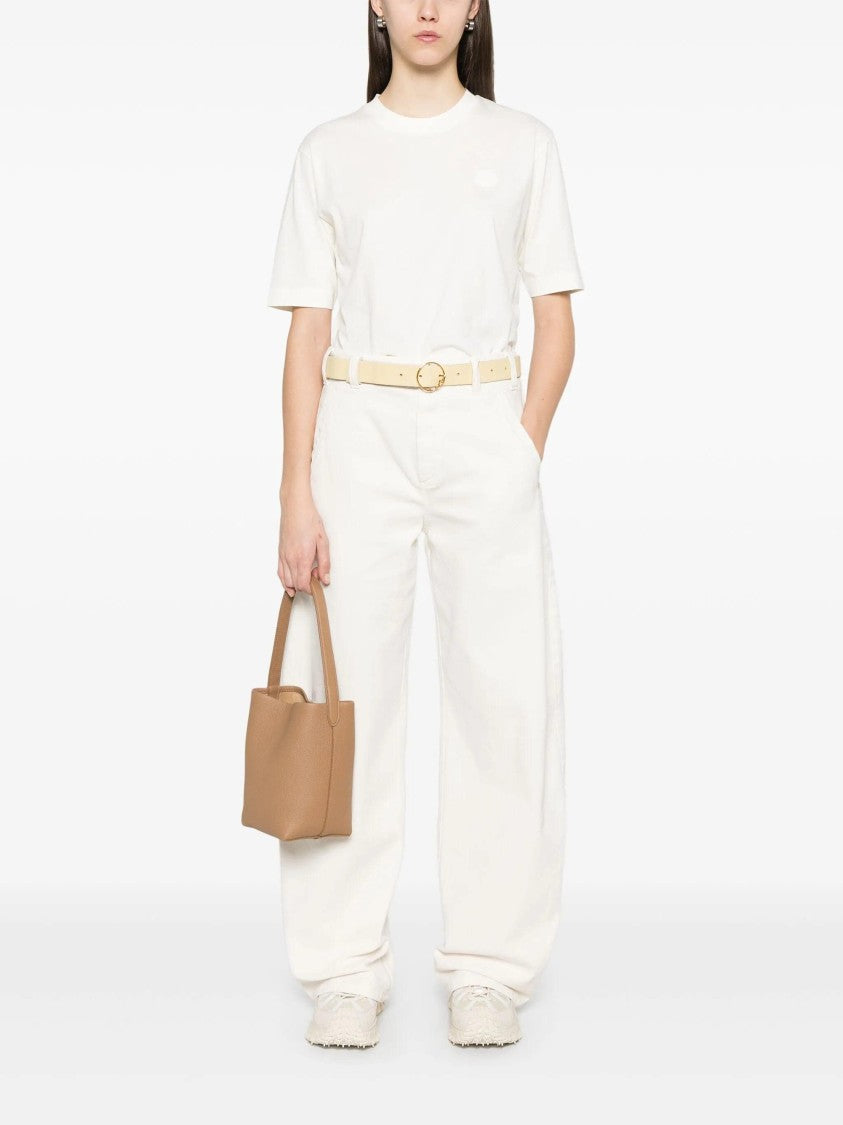 Moncler White Classic Crew Neck Relaxed Cotton T-Shirt