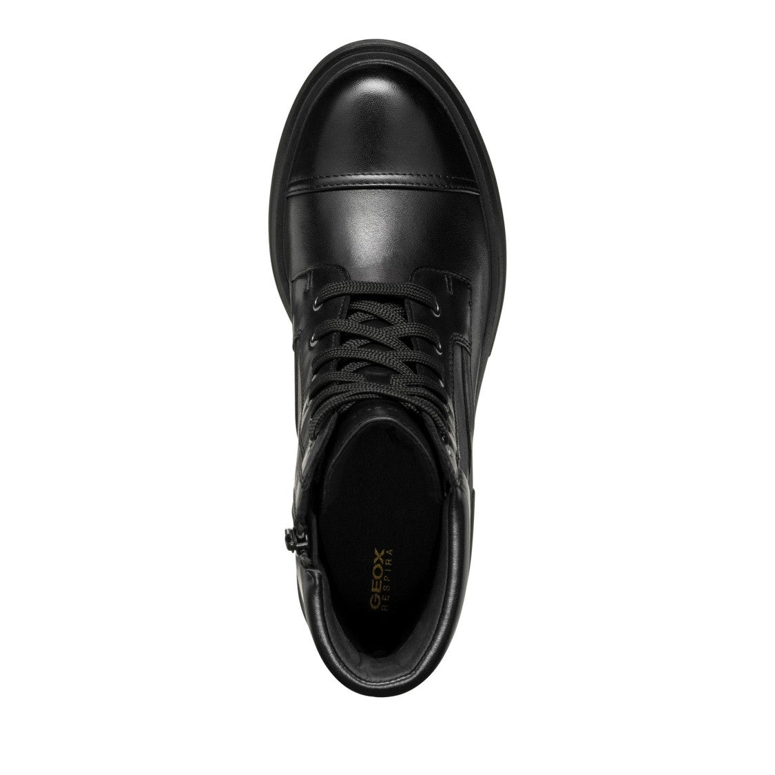 Geox Black Spherica Ec1 Smooth Leather Lace-Up Block Heel Boots