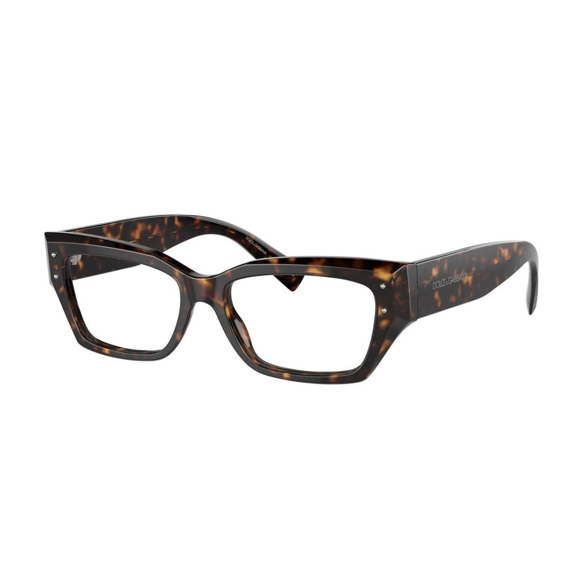 Dolce & Gabbana Havana Dg3387 Sharped Acetate Rectangular Glasses