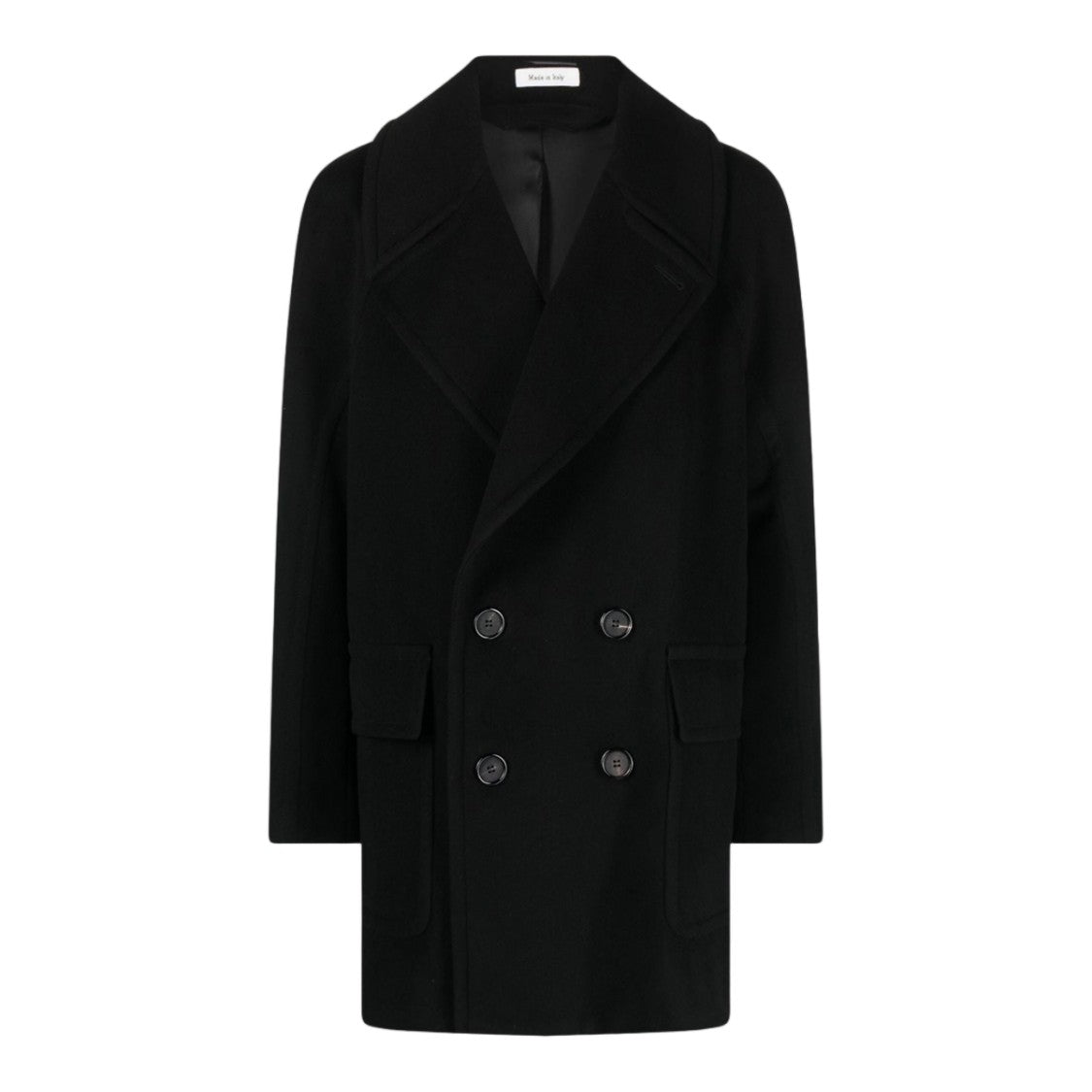 Alexander Mcqueen Double-Breasted Black Coat With Wide Lapels And Prominent Buttons