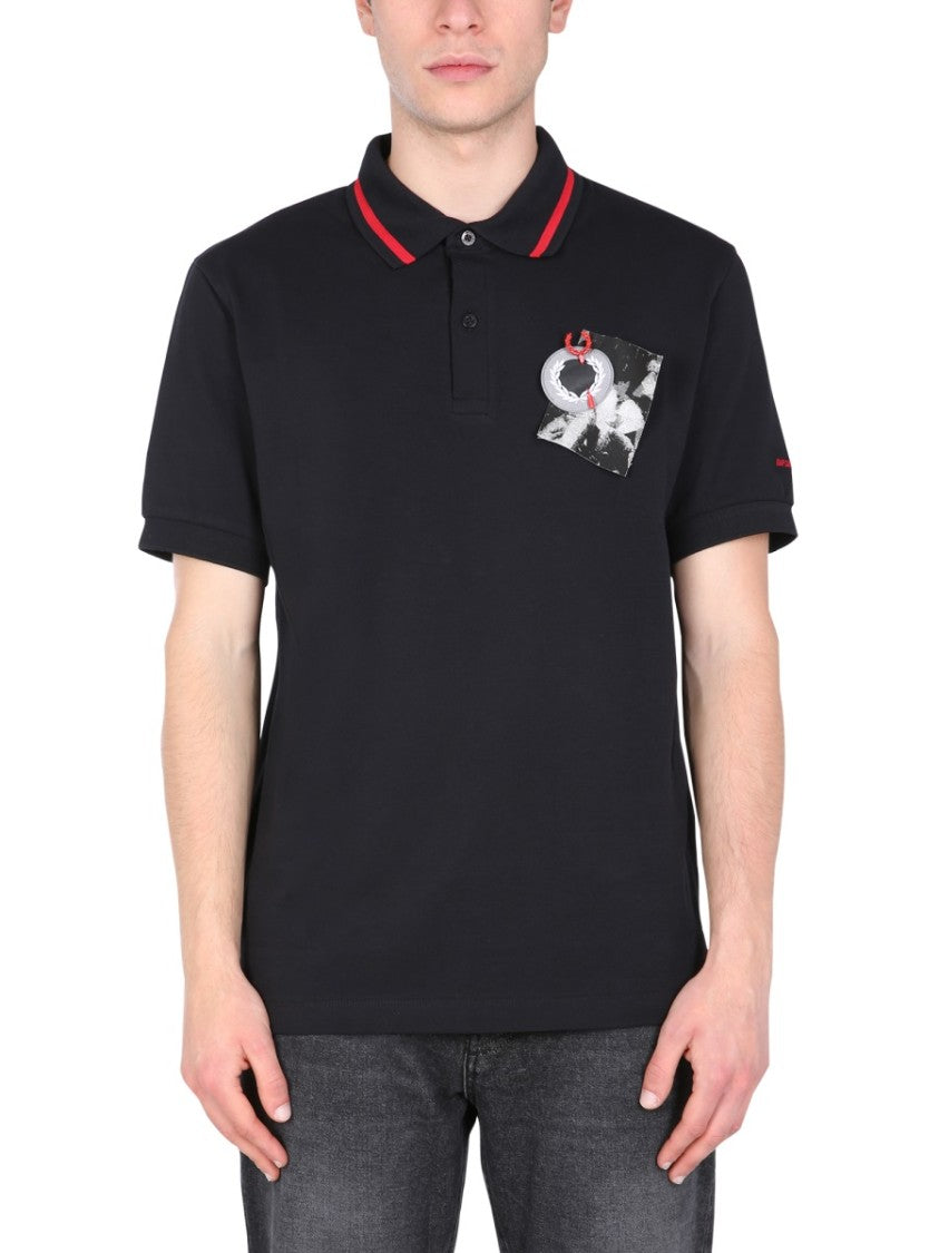 Fred Perry X Raf Simons Regular Fit Polo With Contrast Striped Collar