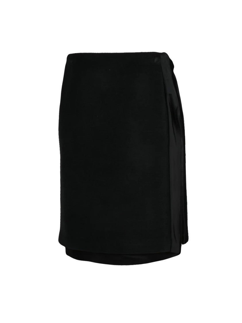 Jil Sander Black Polyester-Blend Velvet Panel Pencil Midi Skirt