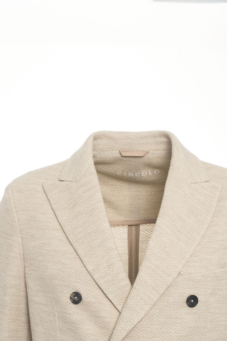 Circolo 1901 Double-Breasted Blazer With Classic Lapels And Textured Fabric