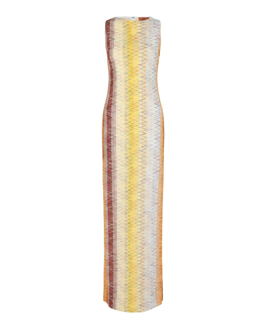 M Missoni Embroidered Zigzag Print Maxi Dress