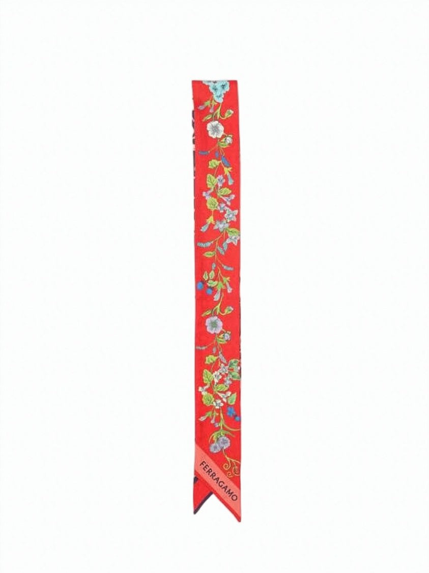 Salvatore Ferragamo Long Silk Scarf With Floral Pattern