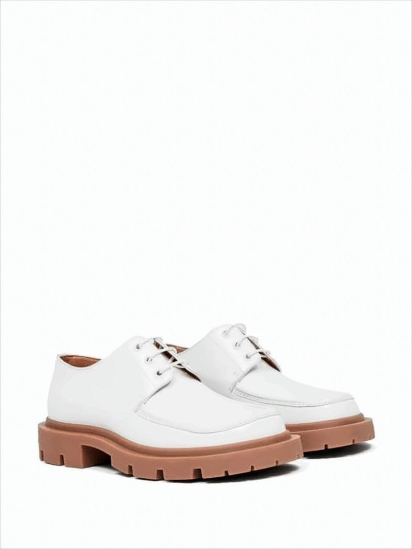 Maison Margiela Sleek White Leather Lace-Up Shoes With Chunky Sole