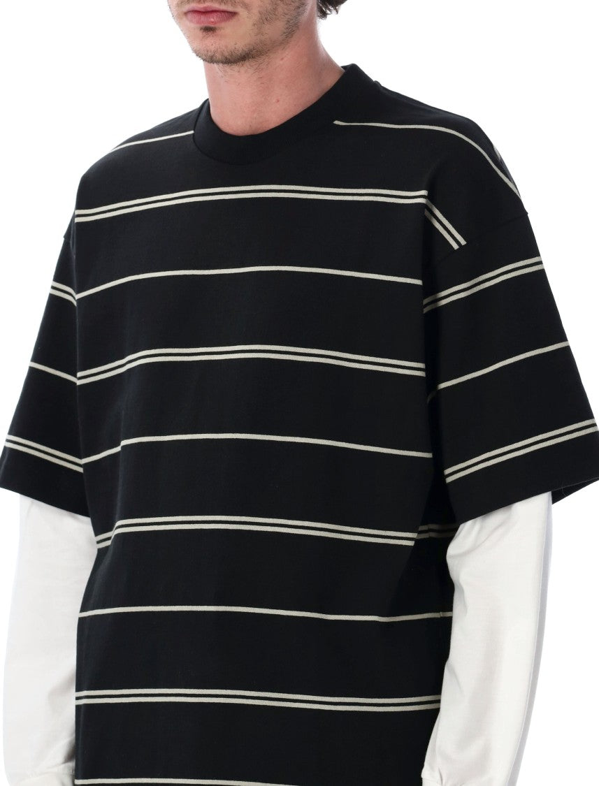 Comme Des Garçons Layered Black White Striped Tee
