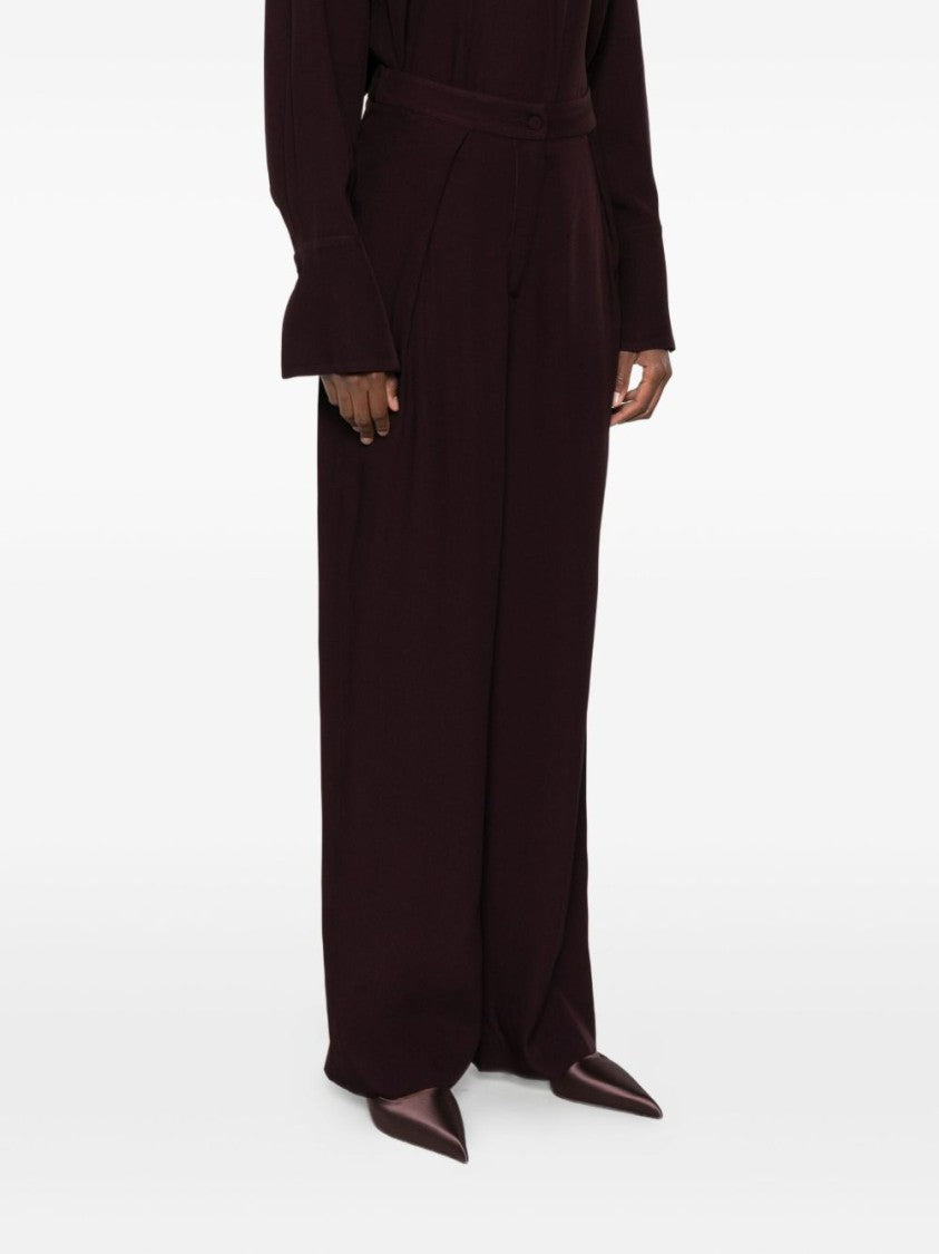 Raquel Diniz Bordeaux Wide-Leg Trousers With High Waist