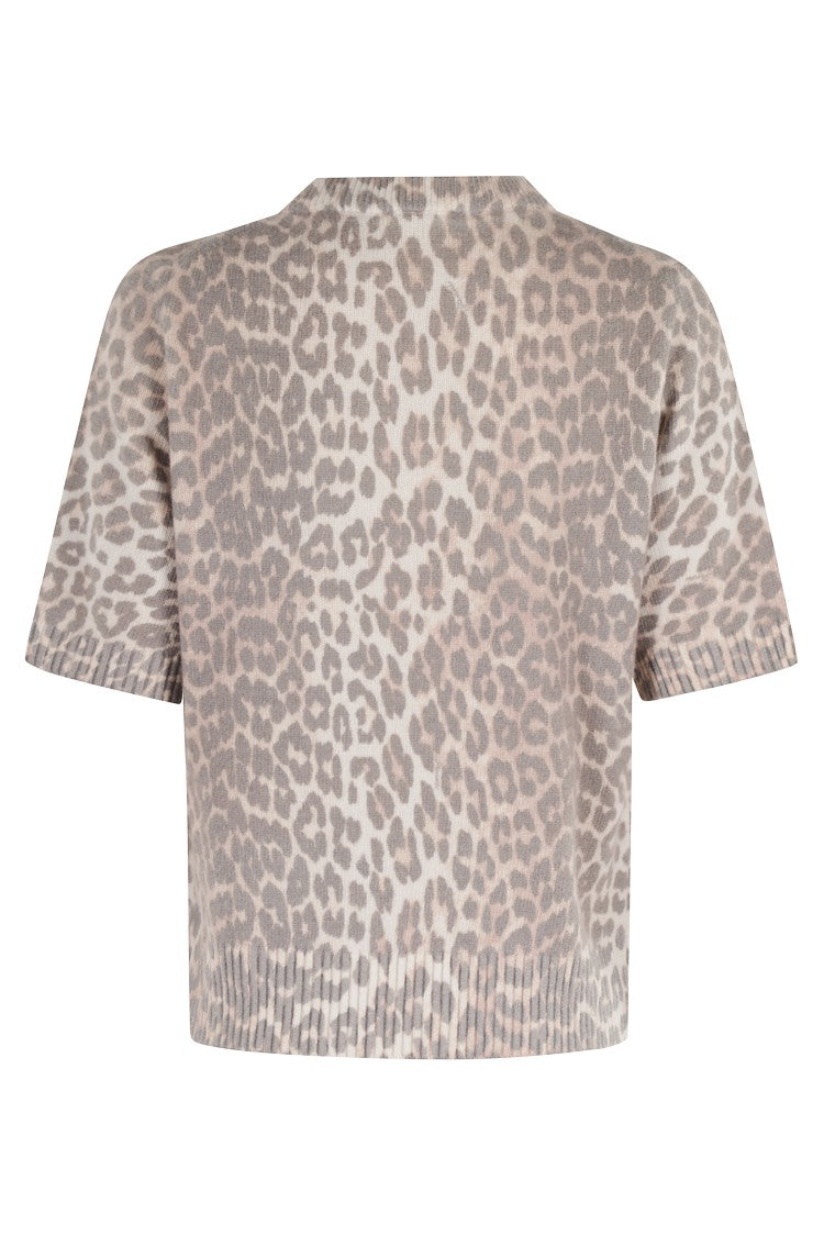 Ganni Leopard Pattern Graphic Leopard Knit Top