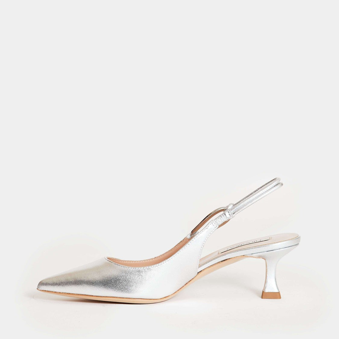Ninalilou Silver Leather Slingback Pumps