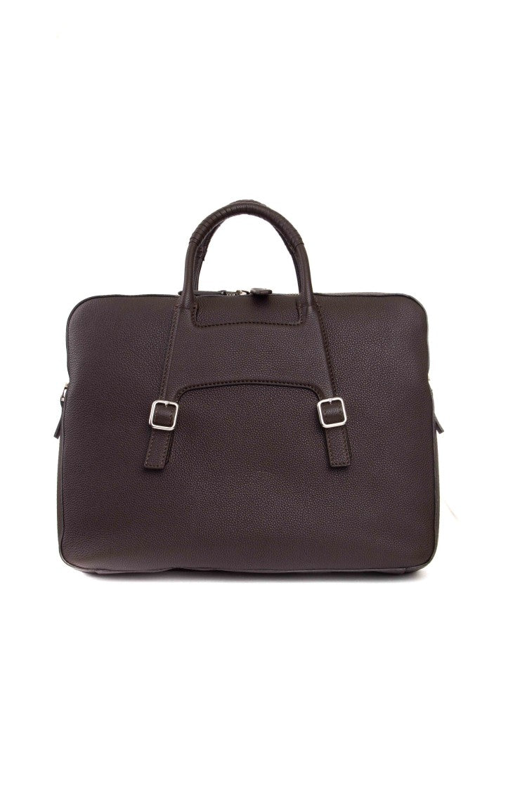 Santoni Hammered Leather 24-Hour Bag With Shoulder Strap