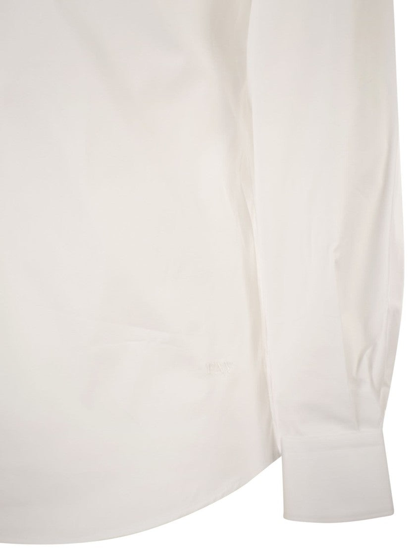 Fay Regular Fit Stretch Poplin Shirt With French Collar
