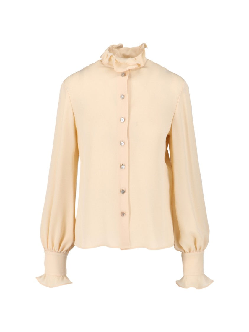 Valentino Silk Shirt With Ruffles – Beige