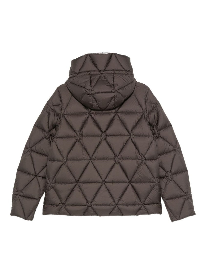 K-Way Quilted Black And Green Down Coat