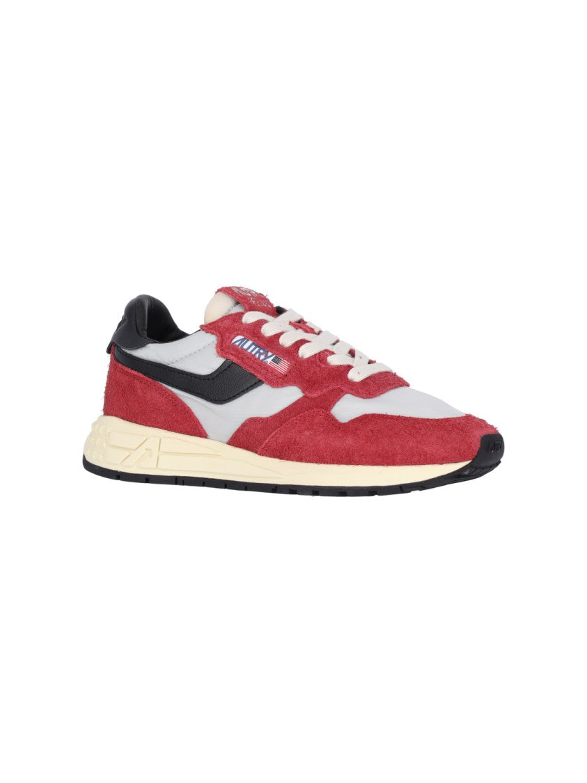 Autry Reelwind Low-Top Sneakers In Red Crackled Leather