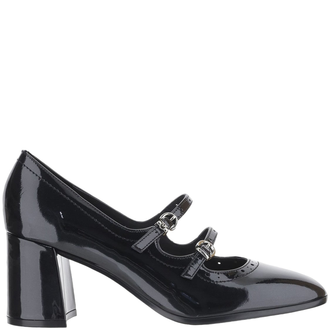 Pinko Black Perforated Strap Leather Pumps