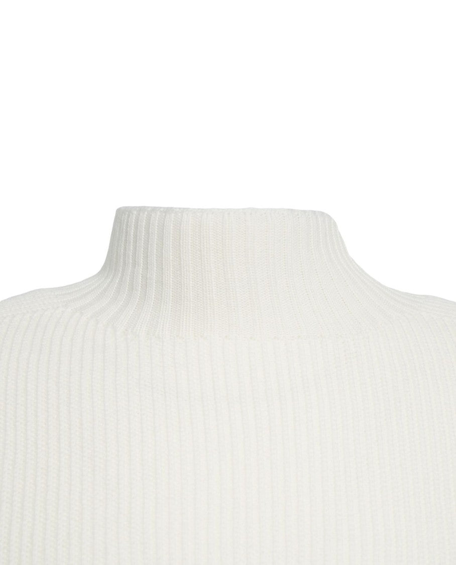 Amaranto Fine Ribbed Knit Pullover With Stand-Up Collar
