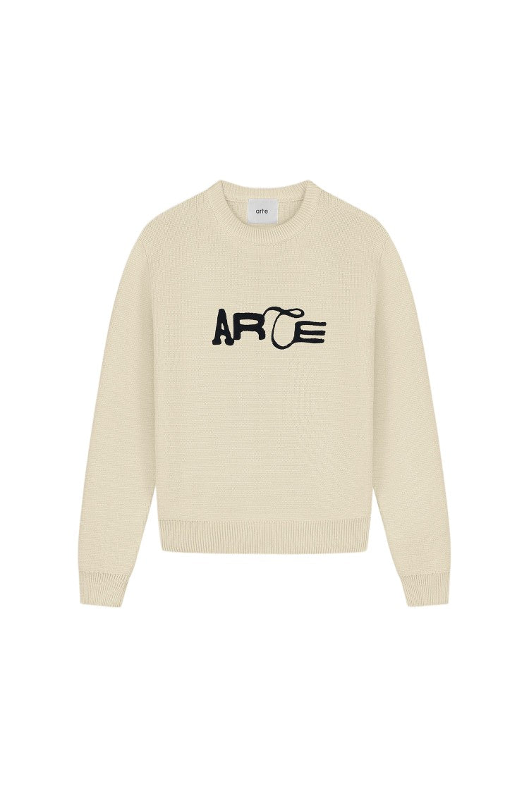 Arte Antwerp Cream Logo Heavyweight Cotton Sweater