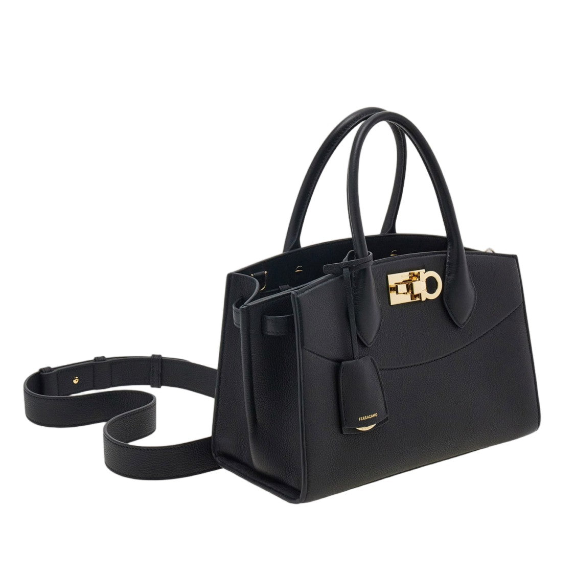 Salvatore Ferragamo Textured Leather Structured Handbag With Gancini Closure
