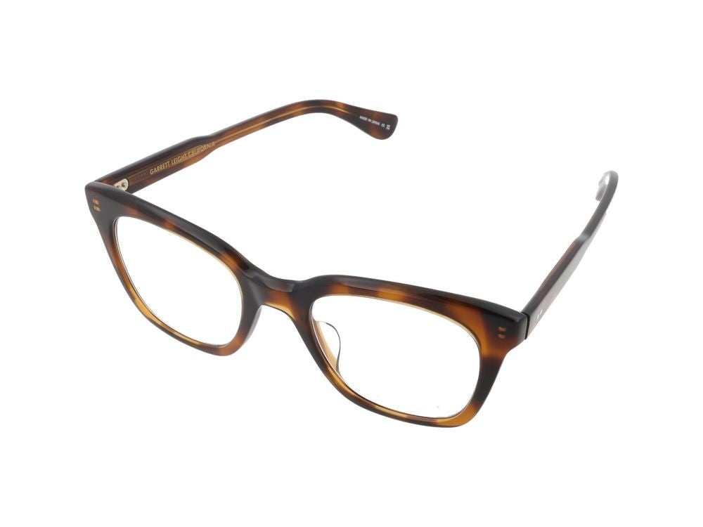 Garrett Leight Spotted Brown Acetate Square Frame Optical Glasses