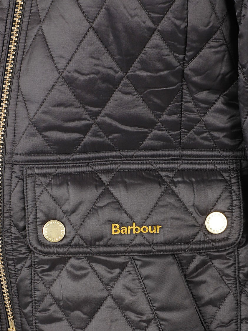 Barbour Quilted Fitted Jacket With Ribbed Cuffs And Flap Pockets