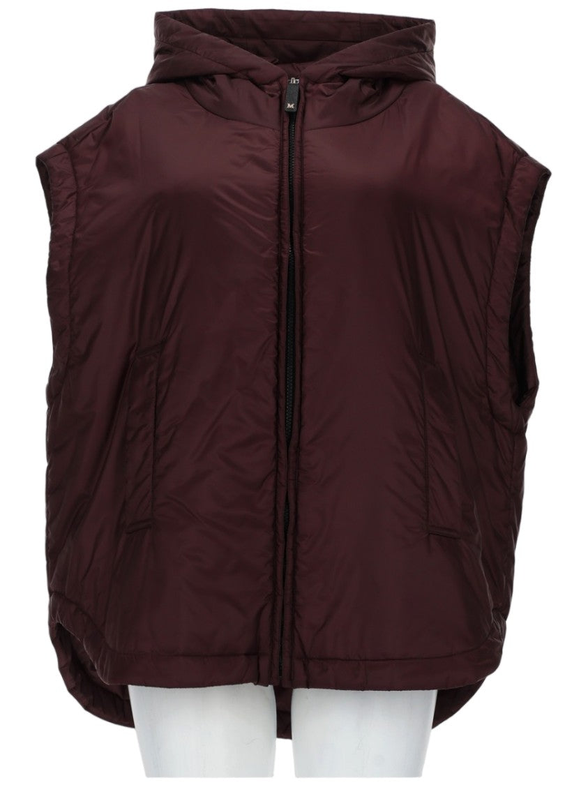 Max Mara Hooded Sleeveless Padded Vest With Front Zipper Closure