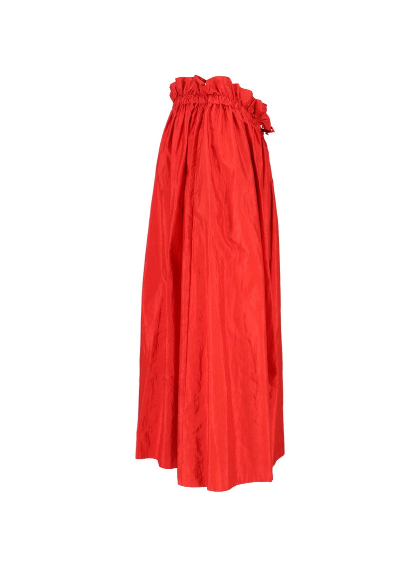 Jil Sander Silk Blend Midi Skirt – Red