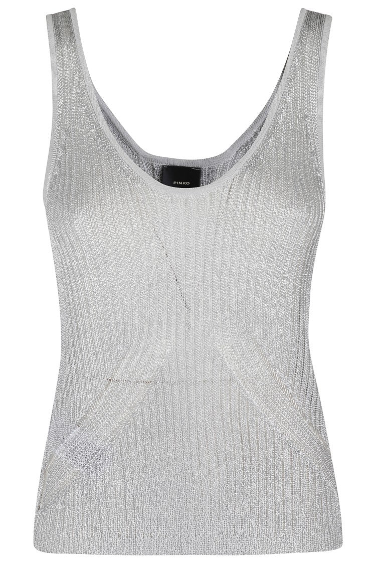 Pinko Noha Metallic Thread Tank Top - Pearl Gray