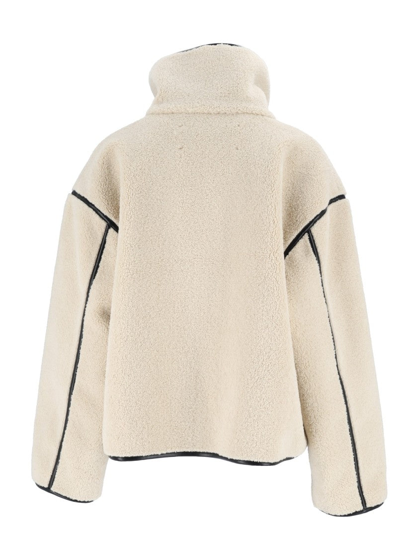 Eleh Cream Boxy High Collar Toggle Cropped Jacket