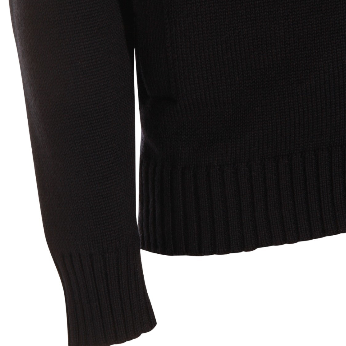 Zanone Black Buttoned High-Collar Knit Sweater