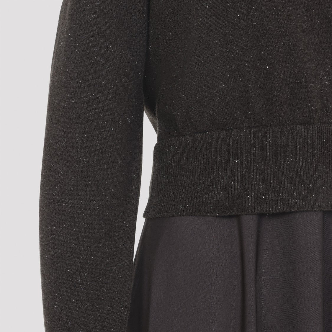 Peserico Fitted Knit Bodice Midi Dress With Flowing Pleated Skirt