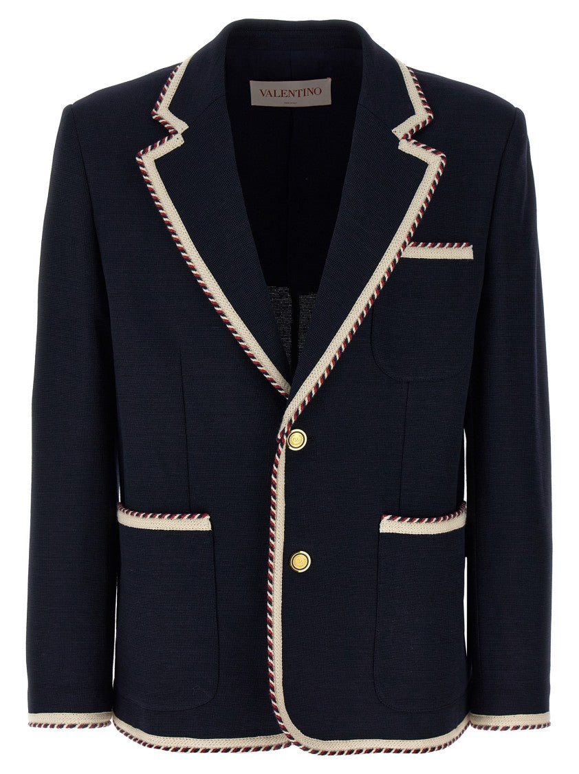 Valentino Garavani Torchon Blazer With Mirror Lapels And Piping