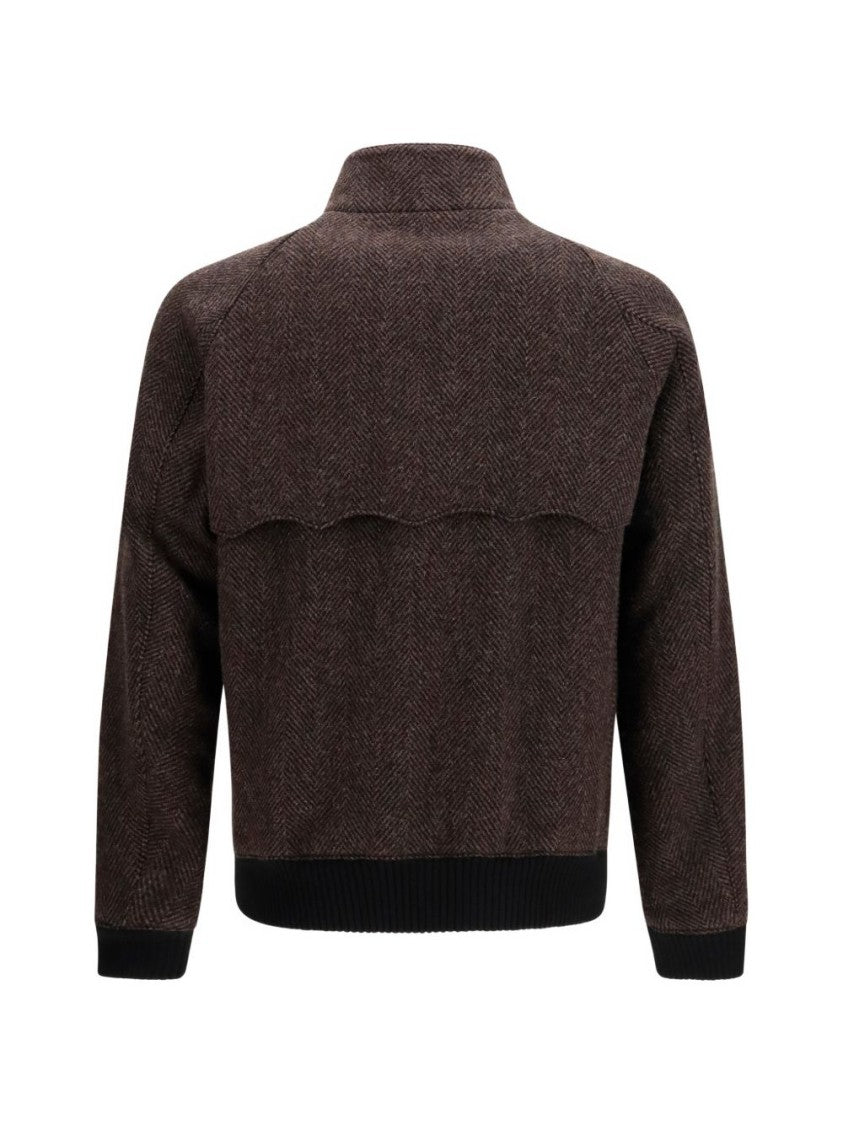 Baracuta Dark Brown G9 Herringbone Bomber Jacket
