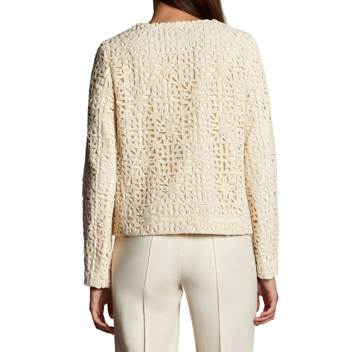 Fay Intricate Crochet Overlay Cotton Canvas Jacket
