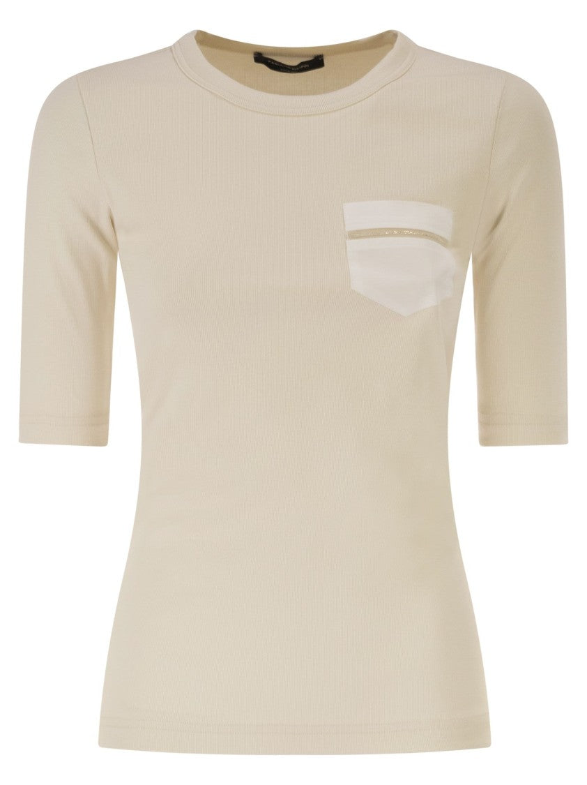 Fabiana Filippi Stretch Cotton T-Shirt With Elegant Pocket