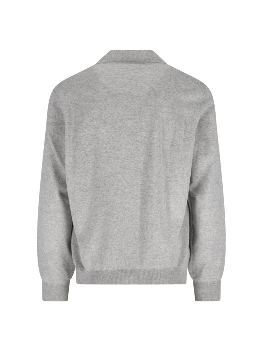 Maison Kitsuné Textured Knit Grey Sweater