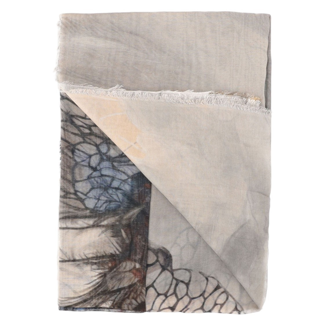 Faliero Sarti Rectangular Modal Blend Scarf With Fringed Edges And All-Over Pattern