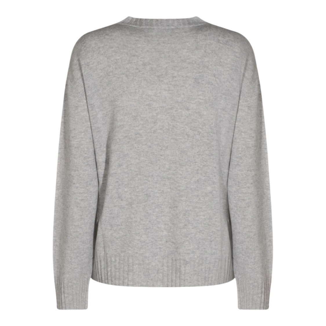 Fabiana Filippi Light Grey Sweater With Classic Crew Neckline And Ribbed Details