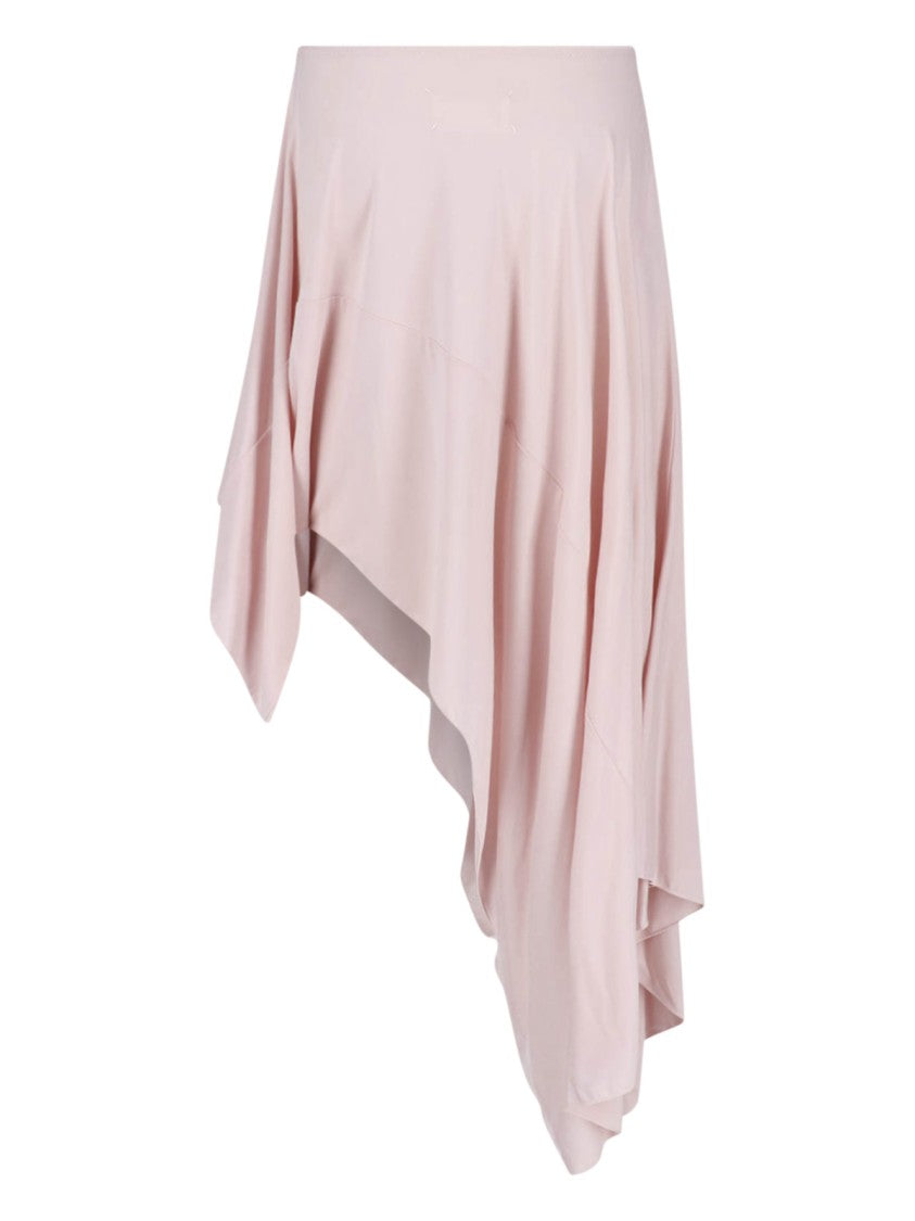Maison Margiela Black Asymmetrical Draped High Waist Skirt
