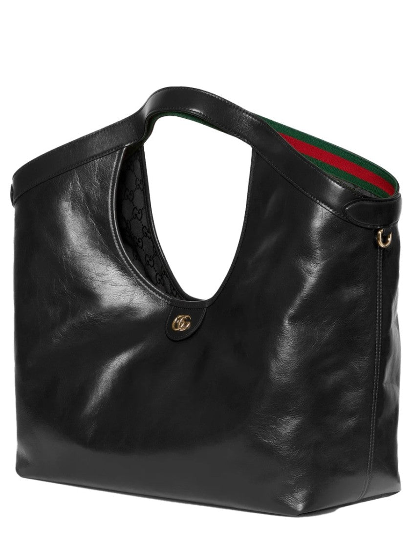 Gucci Spacious Large Shopping Bag With Glossy Calfskin Finish